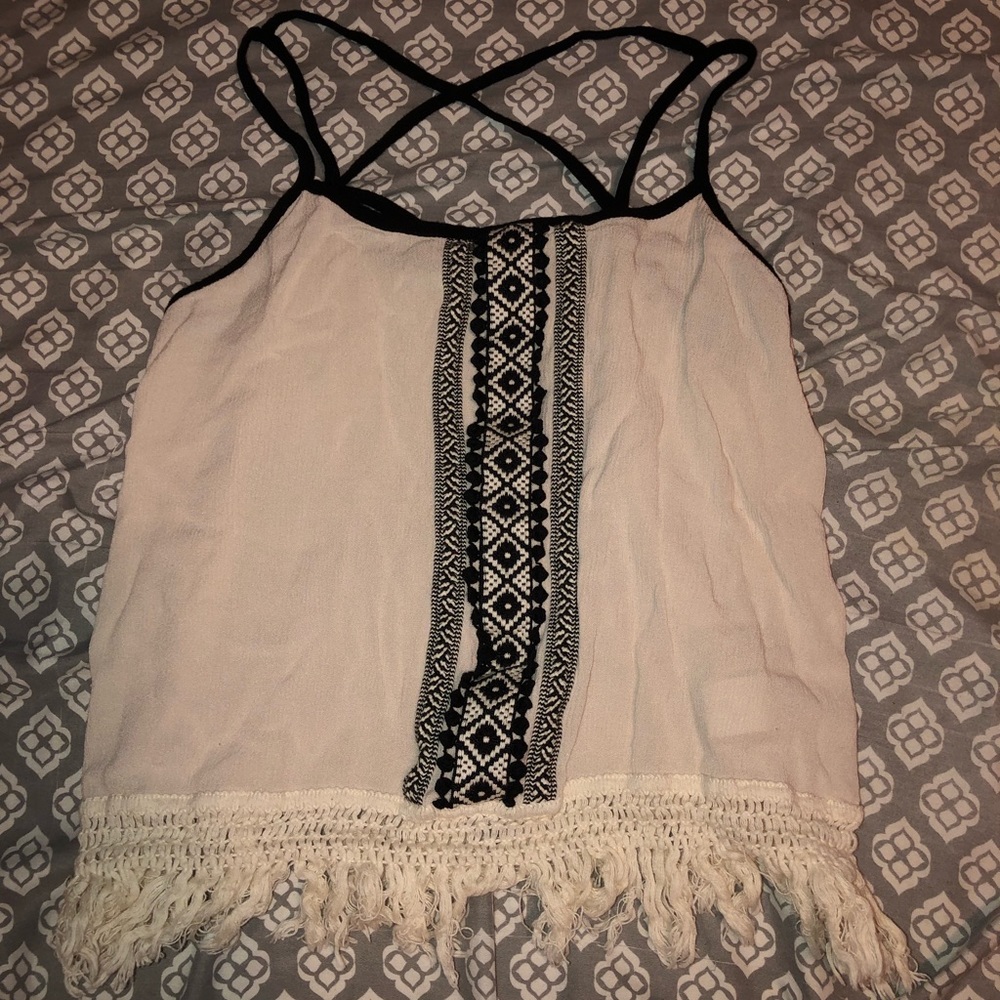 Patterned Tank, Frayed Bottom - Picture 4 of 6